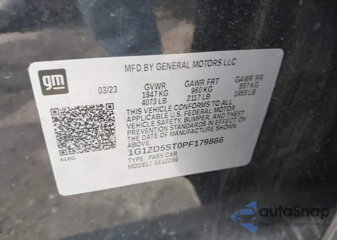 2023 Chevrolet Malibu Fwd 1Lt z USA, uszkodzony, nr VIN 1G1ZD5ST0PF179866